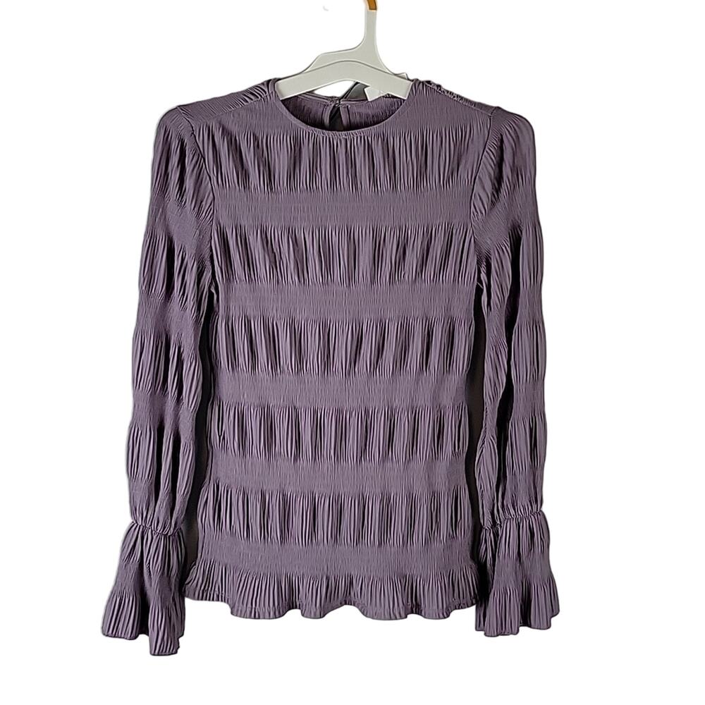 Prologue Ruffled Long Sleeve Crinkle Blouse, Purple, Size S, NWT